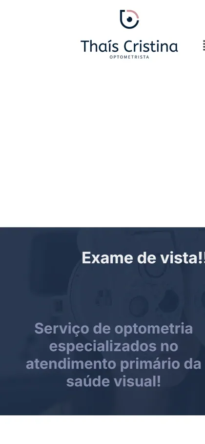O site da Thaís Cristina na tela de um celular
